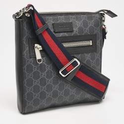 Pre Owned Gucci Black GG Supreme Canvas Small Messenger Bag