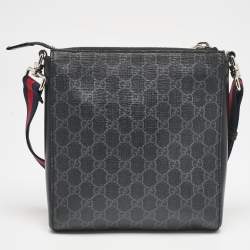 Pre Owned Gucci Black GG Supreme Canvas Small Messenger Bag
