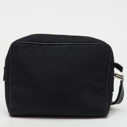 Gucci Black Nylon and Leather Wristlet Zip Pouch