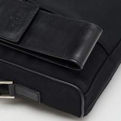 Gucci Black Nylon and Leather Wristlet Zip Pouch
