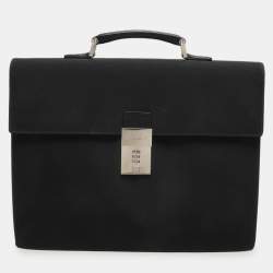 Gucci Black Nylon and Leather Combination Lock Briefcase