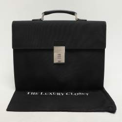 Gucci Black Nylon and Leather Combination Lock Briefcase
