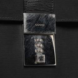 Gucci Black Nylon and Leather Combination Lock Briefcase
