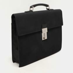 Gucci Black Nylon and Leather Combination Lock Briefcase