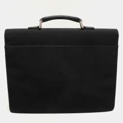Gucci Black Nylon and Leather Combination Lock Briefcase