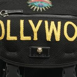 Gucci Black Mesh Fabric Hollywood Embroidered Backpack