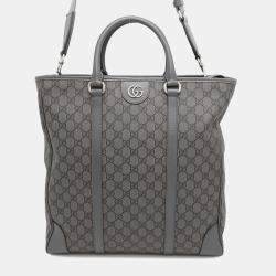 Gucci Gray GG Supreme Canvas and Leather Ophidia Tote Bag