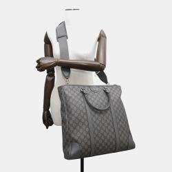 Gucci Gray GG Supreme Canvas and Leather Ophidia Tote Bag