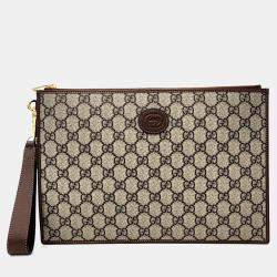 Gucci Beige Brown PVC Interlocking Clutch