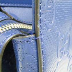 Gucci Blue GG Embossed Tote Leather Tote Bag 
