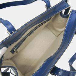 Gucci Blue GG Embossed Tote Leather Tote Bag 