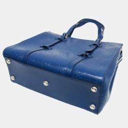 Gucci Blue GG Embossed Tote Leather Tote Bag 