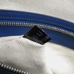 Gucci Blue GG Embossed Tote Leather Tote Bag 