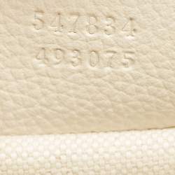 Gucci Off White Leather Logo Print Backpack