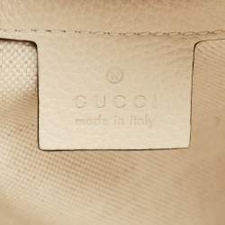 Gucci Off White Leather Logo Print Backpack