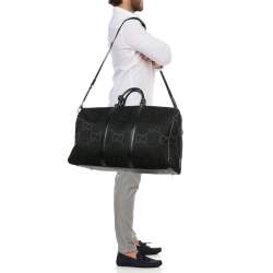 Gucci Black Jumbo GG Canvas Large Duffel Bag