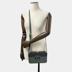 Gucci Grey/Black Cutout Interlocking G Shoulder Bag 