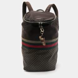 Gucci Brown Diamante Nylon Web Backpack