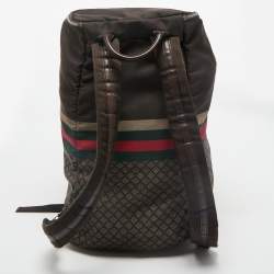 Gucci Brown Diamante Nylon Web Backpack