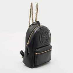 Gucci Black Leather Soho Chain Backpack