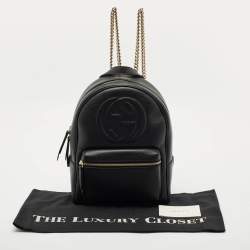 Gucci Black Leather Soho Chain Backpack