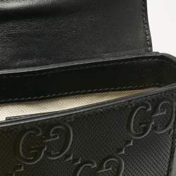 Gucci Black GG Embossed Perforated Leather Double Belt Bag