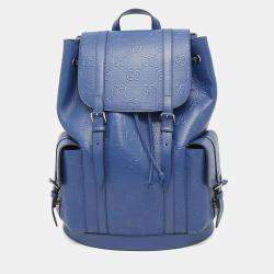 Gucci Blue Leather GG Embossed Backpack