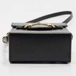 Pre Owned Gucci Black Leather Mini Horsebit 1955 Crossbody Bag