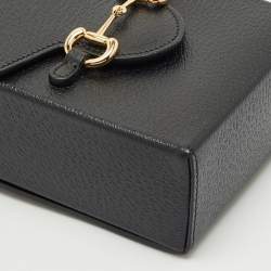 Pre Owned Gucci Black Leather Mini Horsebit 1955 Crossbody Bag
