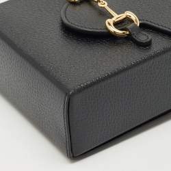 Pre Owned Gucci Black Leather Mini Horsebit 1955 Crossbody Bag