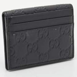 Gucci Black Guccissima Leather Bifold Card Holder 