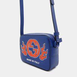 Gucci Interlocking G Print Blue Leather Crossbody Bag