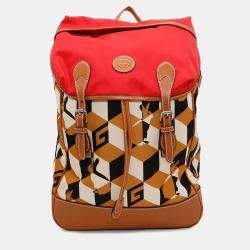 Gucci Interlocking G Rabbit Brown/Red Nylon and Leather Backpack