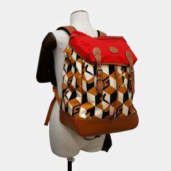 Gucci Interlocking G Rabbit Brown/Red Nylon and Leather Backpack