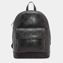 Gucci Gg Embossed Backpack Black Leather