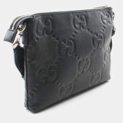 Gucci Jumbo Gg Medium Bag Shoulder Leather Black