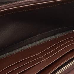 Gucci Brown Crocodile Double Zip Around Travel Wallet