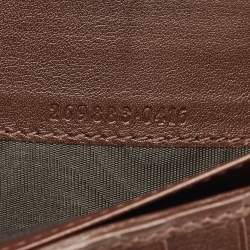 Gucci Brown Crocodile Double Zip Around Travel Wallet
