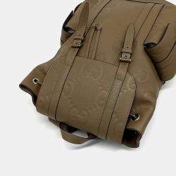 Pre Owned Gucci Brown Leather GG Embossed Backpack
