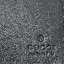 Pre Owned Gucci Black Guccissima Leather Flap Card Case