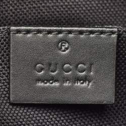 Pre Owned Gucci Black GG Supreme Canvas and Leather Zip Messenger Bag