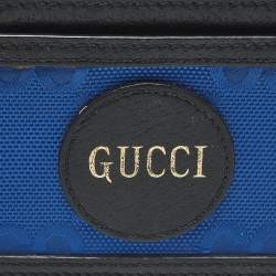 Pre Owned Gucci Blue/Black GG Nylon and Leather Off The Grid Card Case