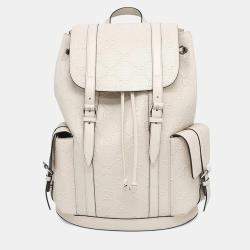Pre Owned Gucci GG Embossed White Leather Backpack