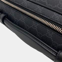 Pre Owned Gucci Black GG Supreme Coated Canvas Leather Backpack Briefcase