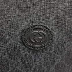 Pre Owned Gucci Black GG Supreme Coated Canvas Leather Backpack Briefcase