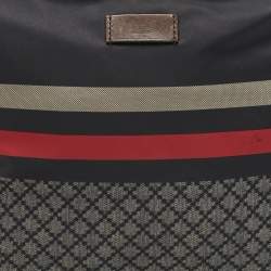 Pre Owned Gucci Navy Blue Diamante Nylon Web Flat Messenger Bag