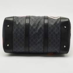 Pre Owned Gucci Black/Grey GG Supreme Canvas Medium Patchwork Duffel Bag