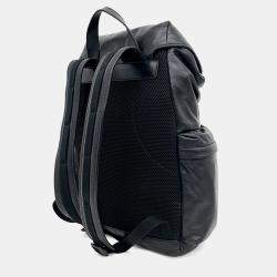 Pre Owned Gucci Black Leather Tonal Double G Backpack