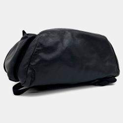 Pre Owned Gucci Black Leather Tonal Double G Backpack