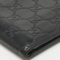Pre Owned Gucci Black Guccissima Leather Interlocking G Bifold Wallet